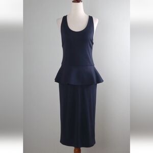 ALICE + OLIVIA $278 Employed Navy Soft Stretch Peplum Tank Dress Size 8
